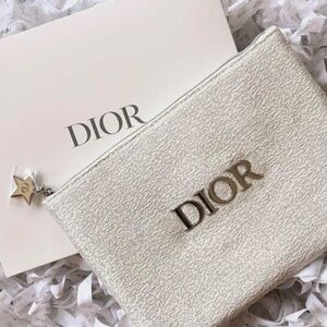 Dior Trousse Clutch Make Up Pouch Silver VIP Gift Handbag Novelty Authentic NEW